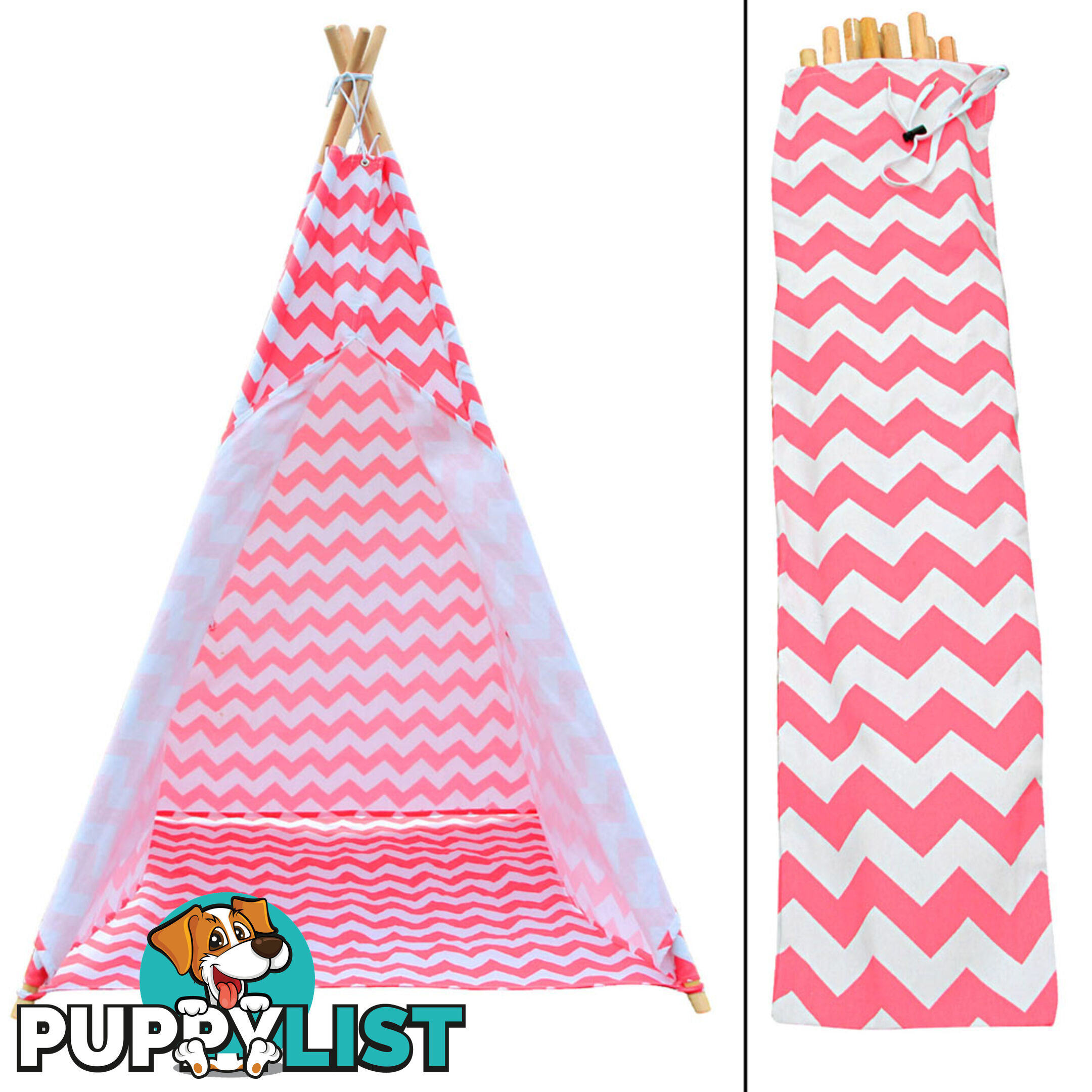 Kids Play Tent Canvas Teepee Pretend Playhouse Outdoor Indoor Tipi Coral