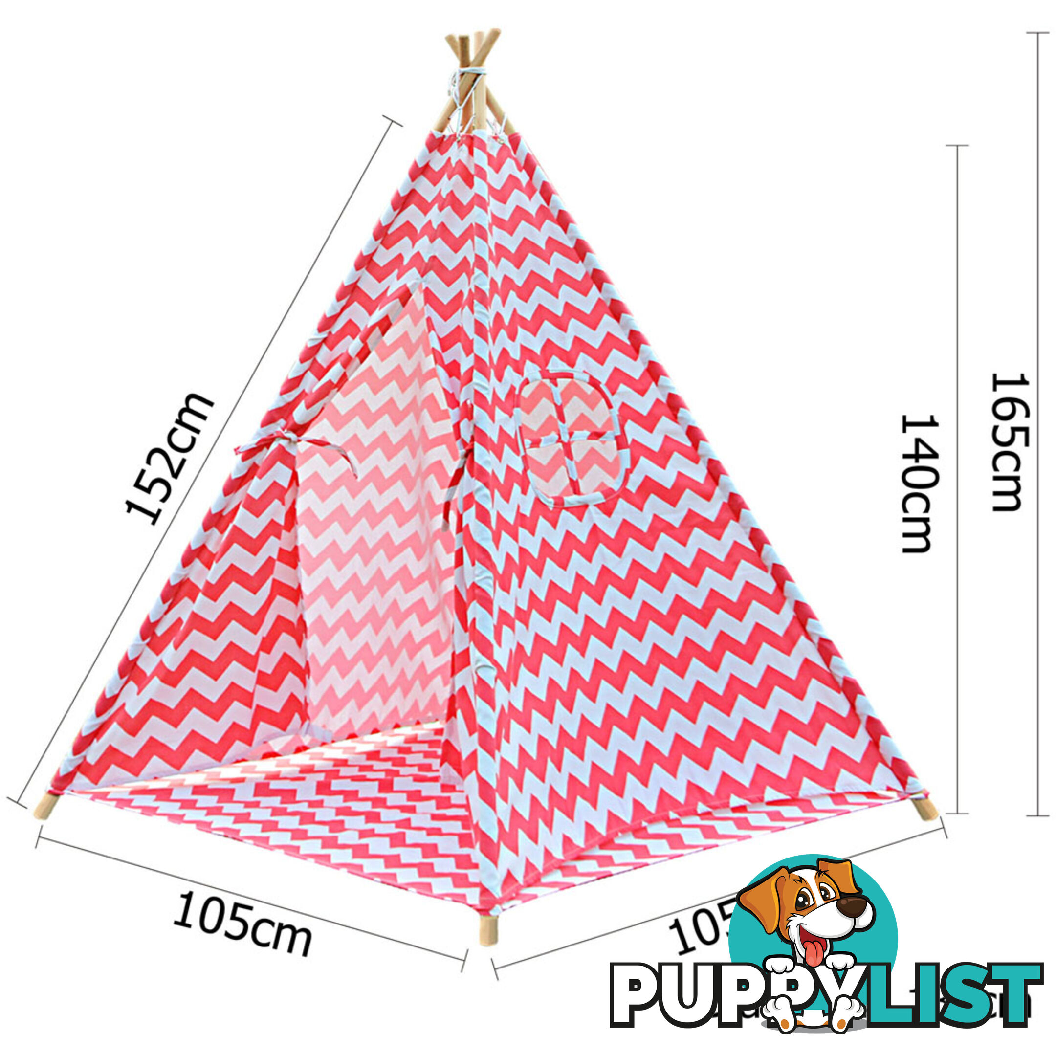 Kids Play Tent Canvas Teepee Pretend Playhouse Outdoor Indoor Tipi Coral