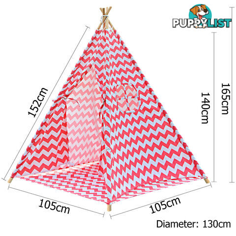 Kids Play Tent Canvas Teepee Pretend Playhouse Outdoor Indoor Tipi Coral