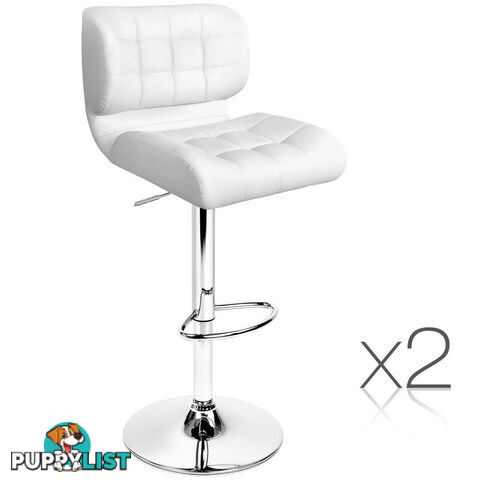 2 x PU Leather Bar Stools Kitchen Cafe Dining Pub Island Swivel Chairs White