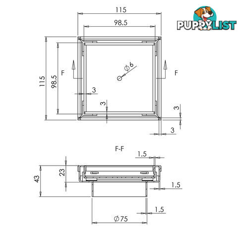 2 x 75mm Square Stainless Steel Shower Grate Bathroom Floor Tile Insert Drain