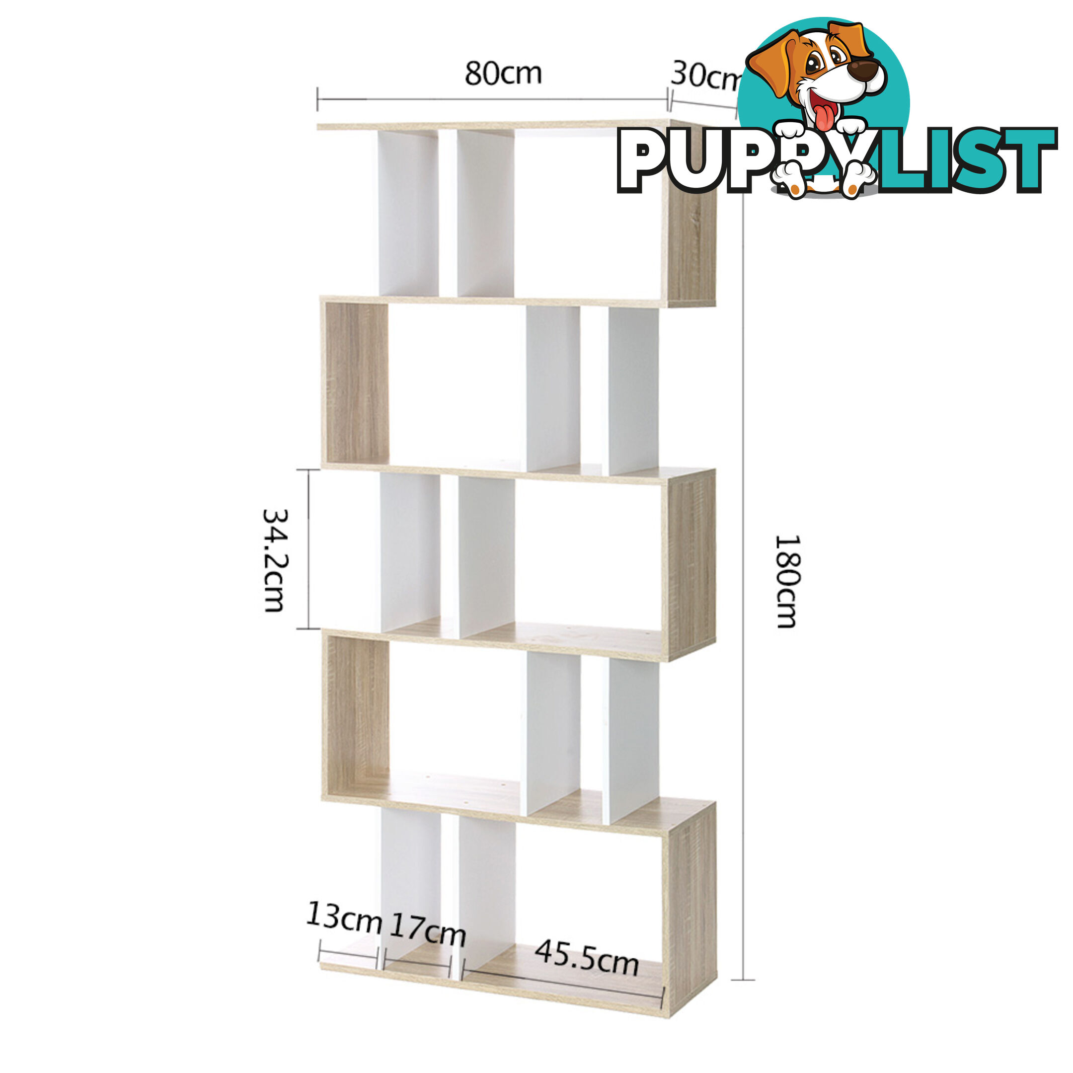 5 Tier Display/Book/Storage Shelf Unit White Brown