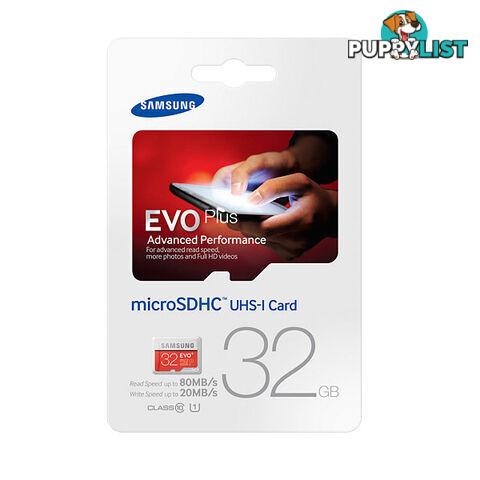 Samsung EVO PLUS 32GB Micro SD Memory Card 80R/20W MB-MC32D