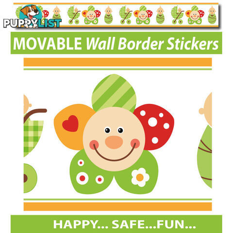 Smiley Flower Face Wall Border Stickers - Totally Movable