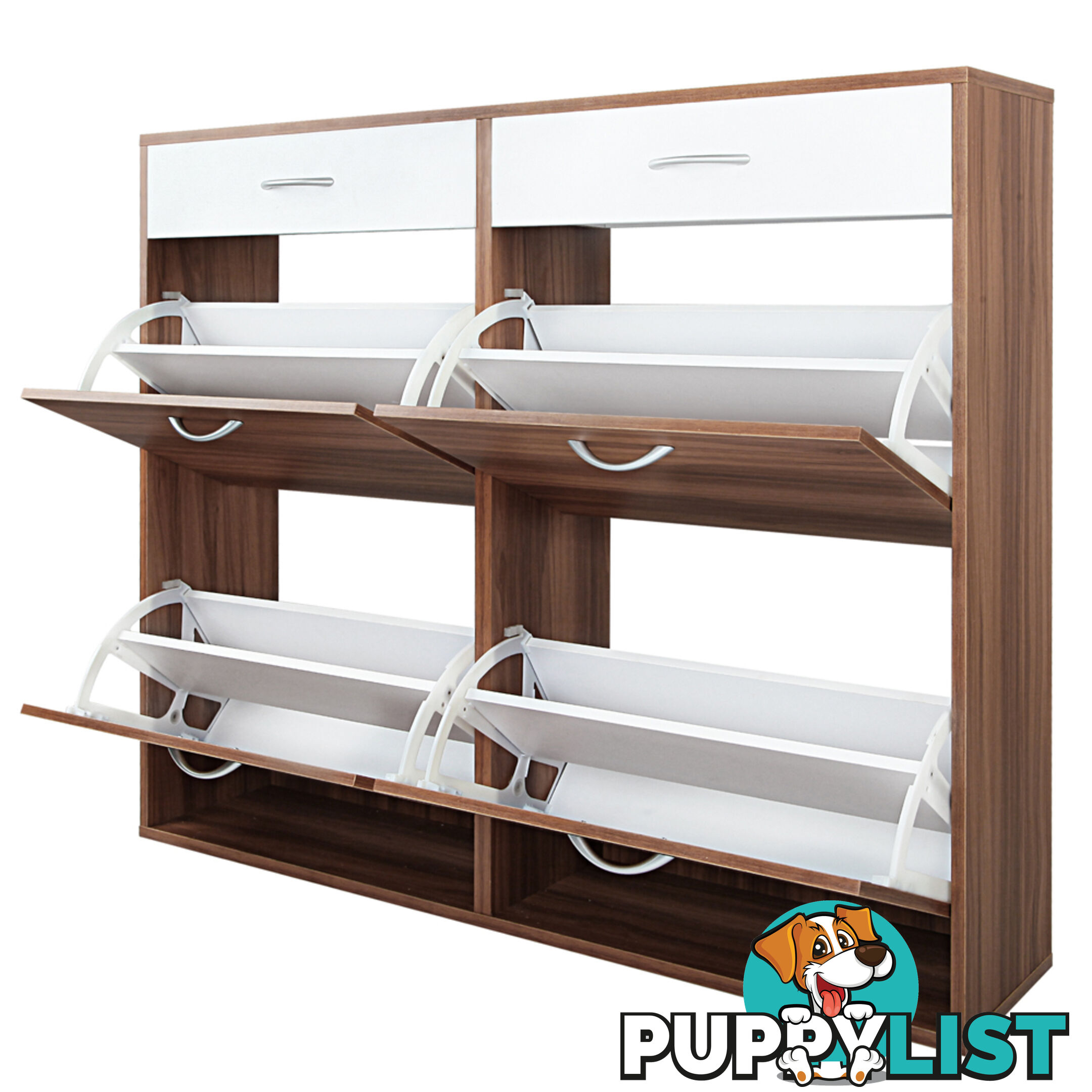 Shoe Cabinet Rack Walnut/ White