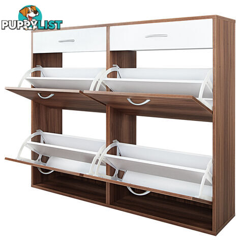 Shoe Cabinet Rack Walnut/ White