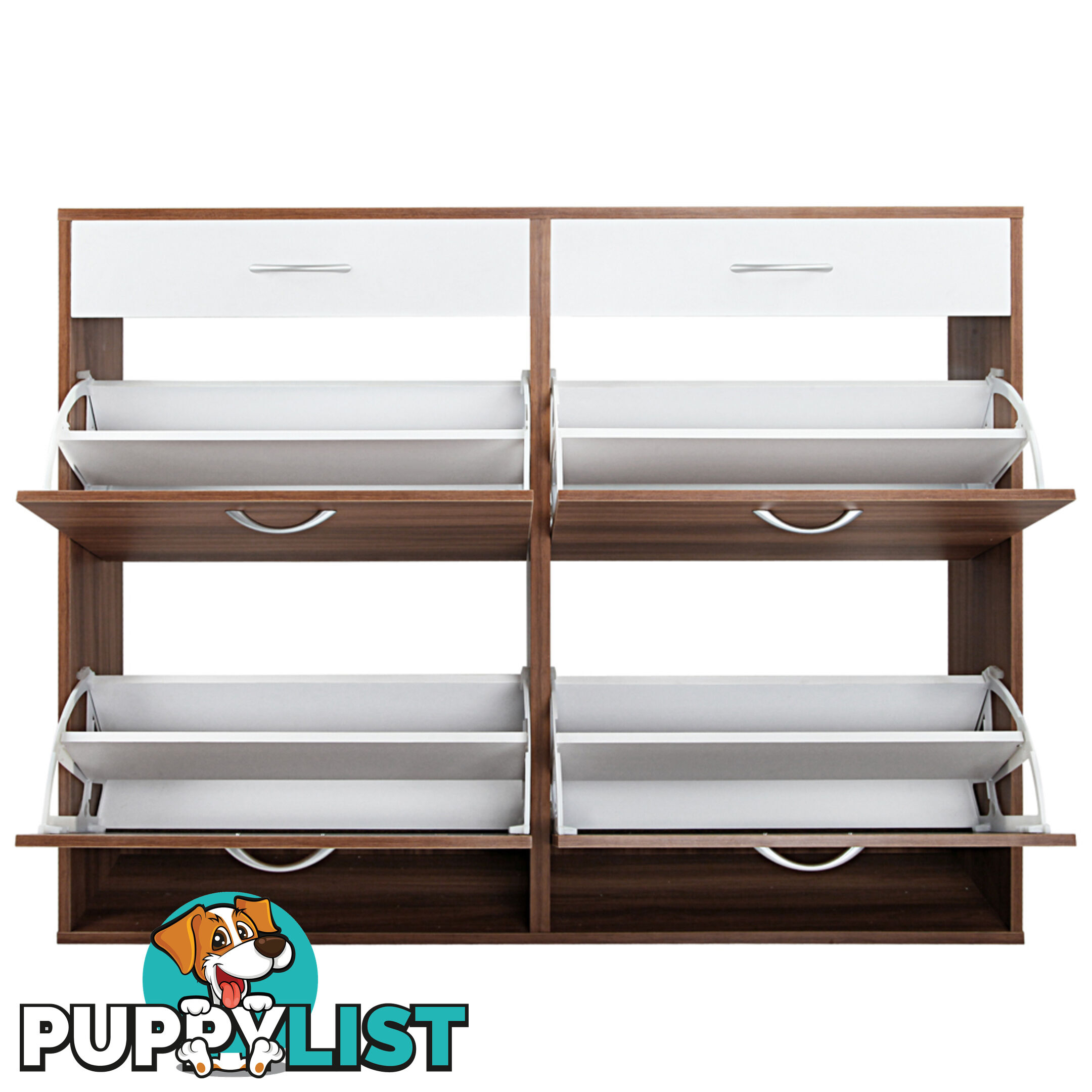 Shoe Cabinet Rack Walnut/ White