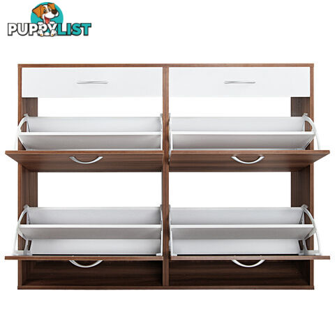 Shoe Cabinet Rack Walnut/ White