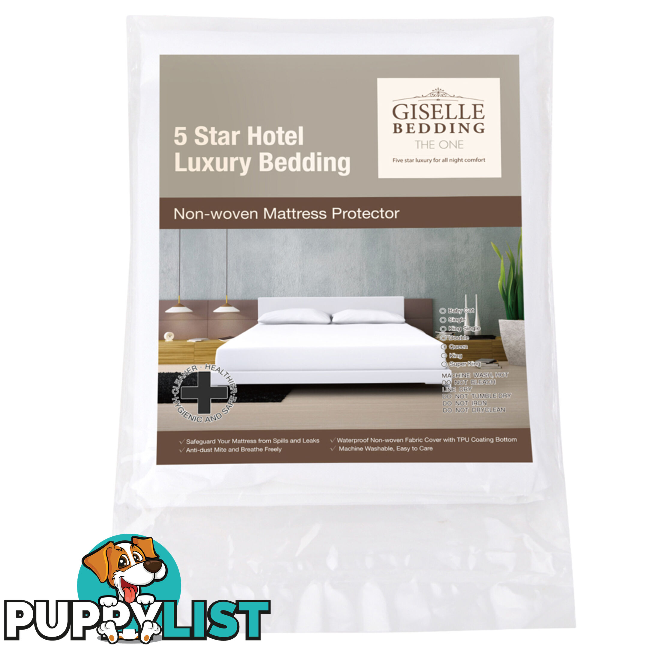 Fitted Non-Woven Waterproof Mattress Protector PU Coating Bed Cover Queen