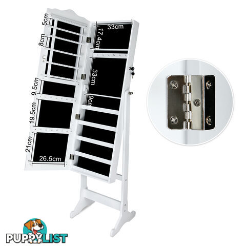 Mirror Jewellery Cabinet Storage 150cm White