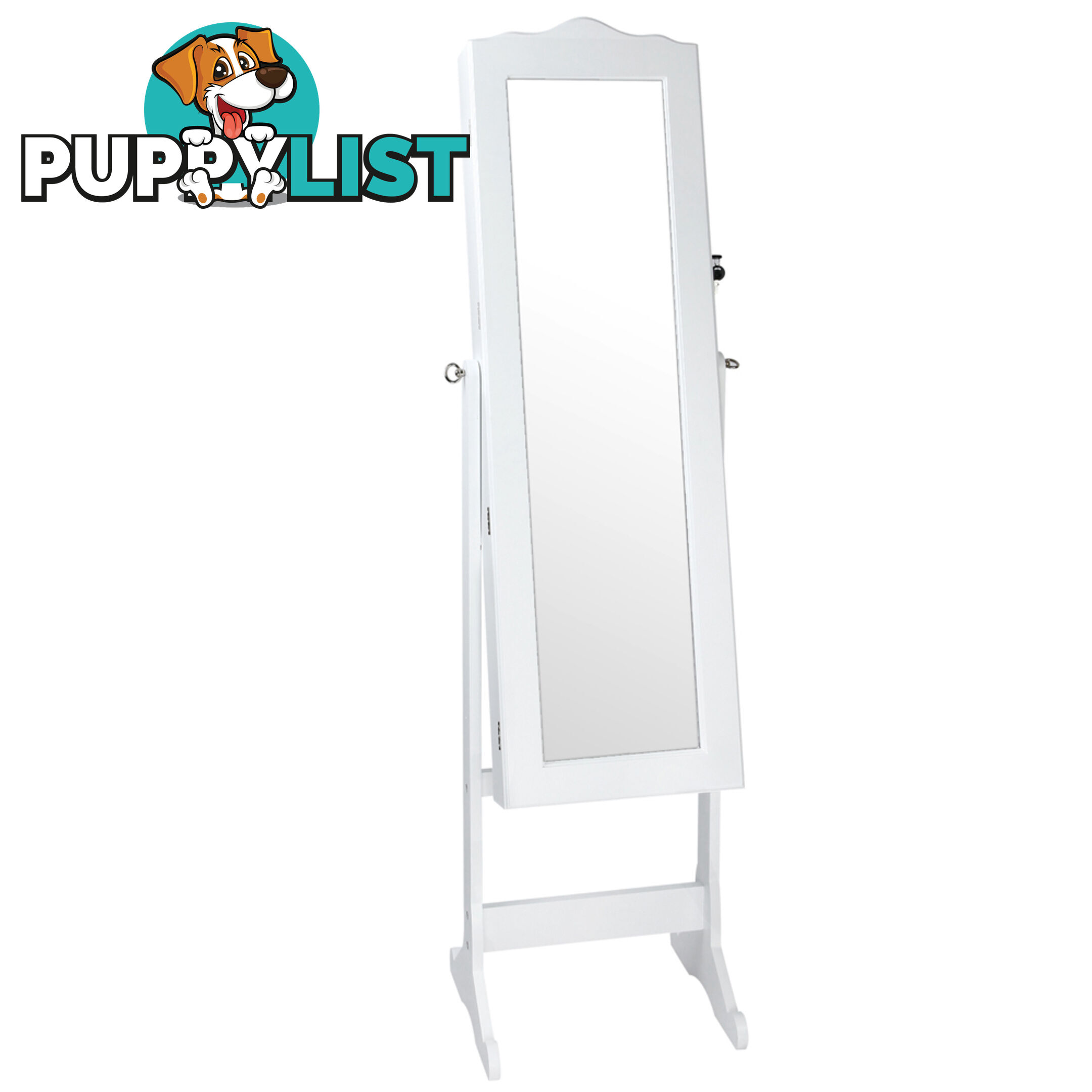 Mirror Jewellery Cabinet Storage 150cm White