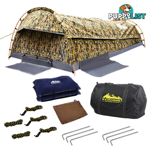 Double Camping Canvas Swag Tent Desert Camouflage w/ Bag