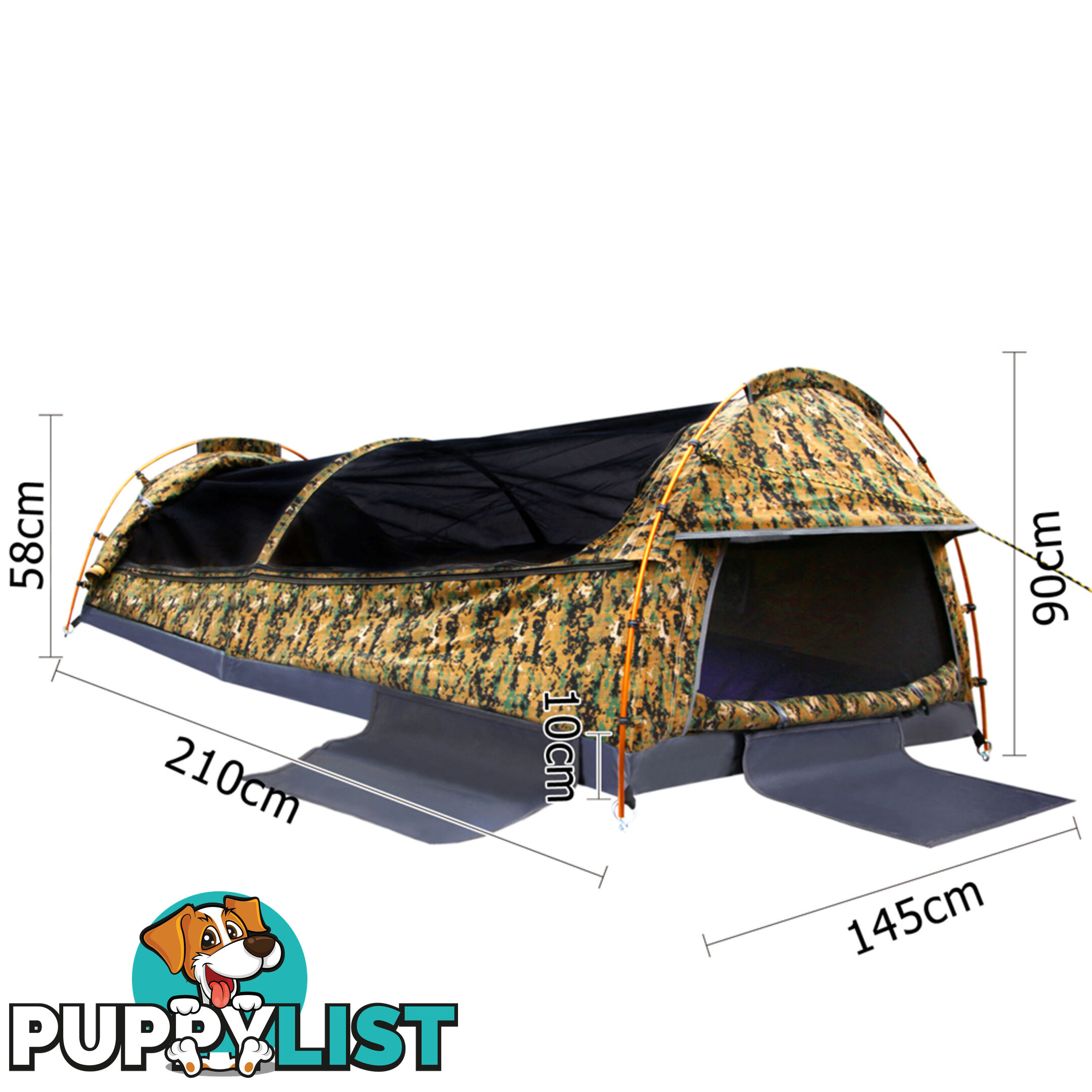 Double Camping Canvas Swag Tent Desert Camouflage w/ Bag