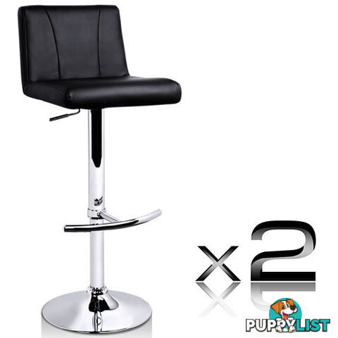 2 x PU Leather Kitchen Bar Stool Gas Lift Black