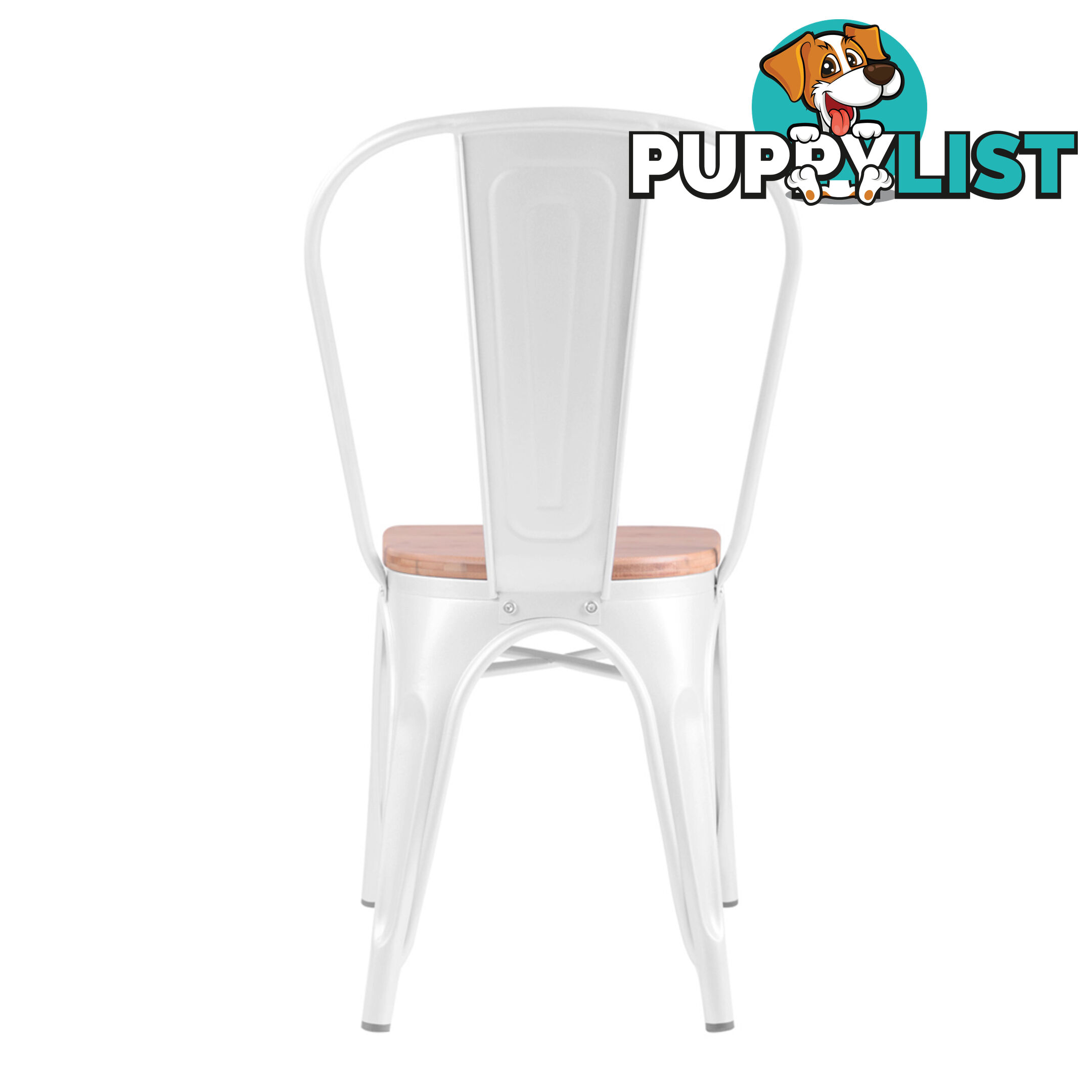 Set of 2 Replica Tolix Dining Metal Chair Bamboo Seat Gloss White