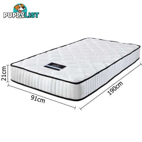 21cm Pocket Spring Mattress High Density Foam Single Size Bed