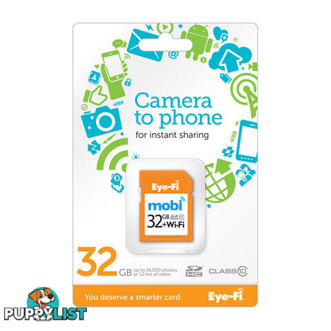 Eye-Fi Mobi 32GB WIFI SDHC Memory Card - Wireless Photo & Video Uploads