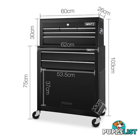 7 Drawers Mechanic Toolbox Chest Cabinet Tool Box Roller Trolley Black