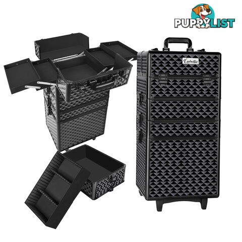 7 in 1 Professional Portable Beauty Make up Cosmetic Trolley Case Diamond Black