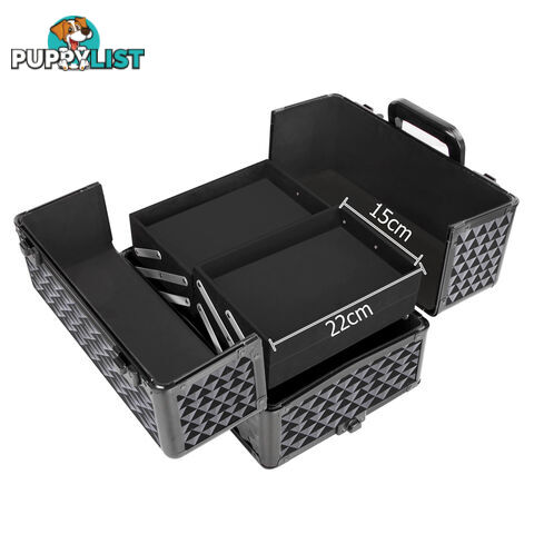 7 in 1 Professional Portable Beauty Make up Cosmetic Trolley Case Diamond Black