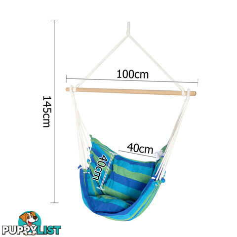 Hammock Swing Chair w/ Cushion Blue Green