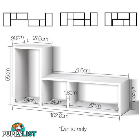 L Shape Display Shelf DIY Cube TV Stand Bookshelf Storage Cabinet White