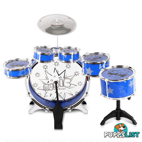 8 Pcs Kids Drums Set Junior Jazz Play Toy Children Mini Musical Band Kit Blue