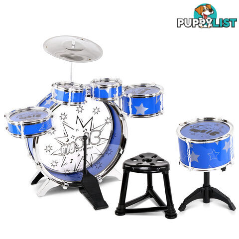 8 Pcs Kids Drums Set Junior Jazz Play Toy Children Mini Musical Band Kit Blue