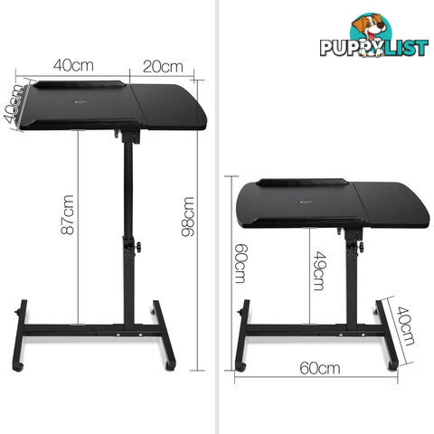 Rotating Mobile Laptop Adjustable Desk w/ USB Cooler Black
