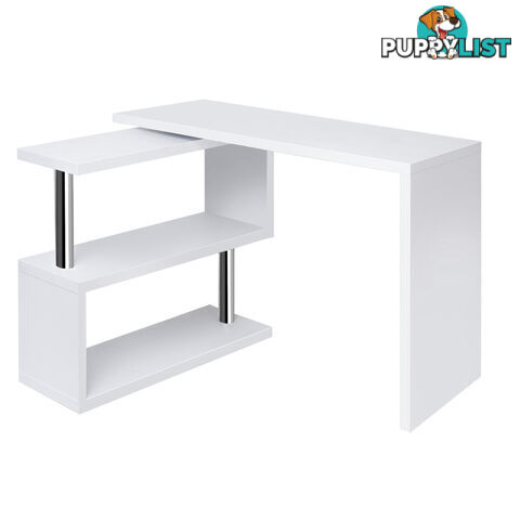 Office Computer Desk Corner Table w/ Bookshelf White