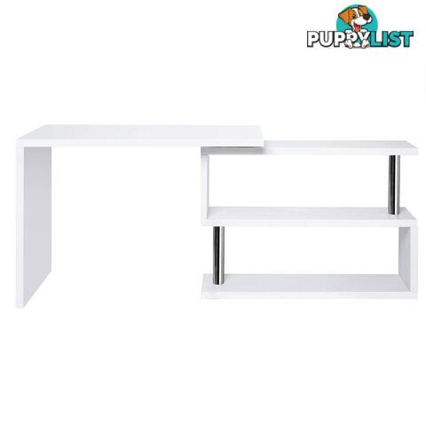 Office Computer Desk Corner Table w/ Bookshelf White