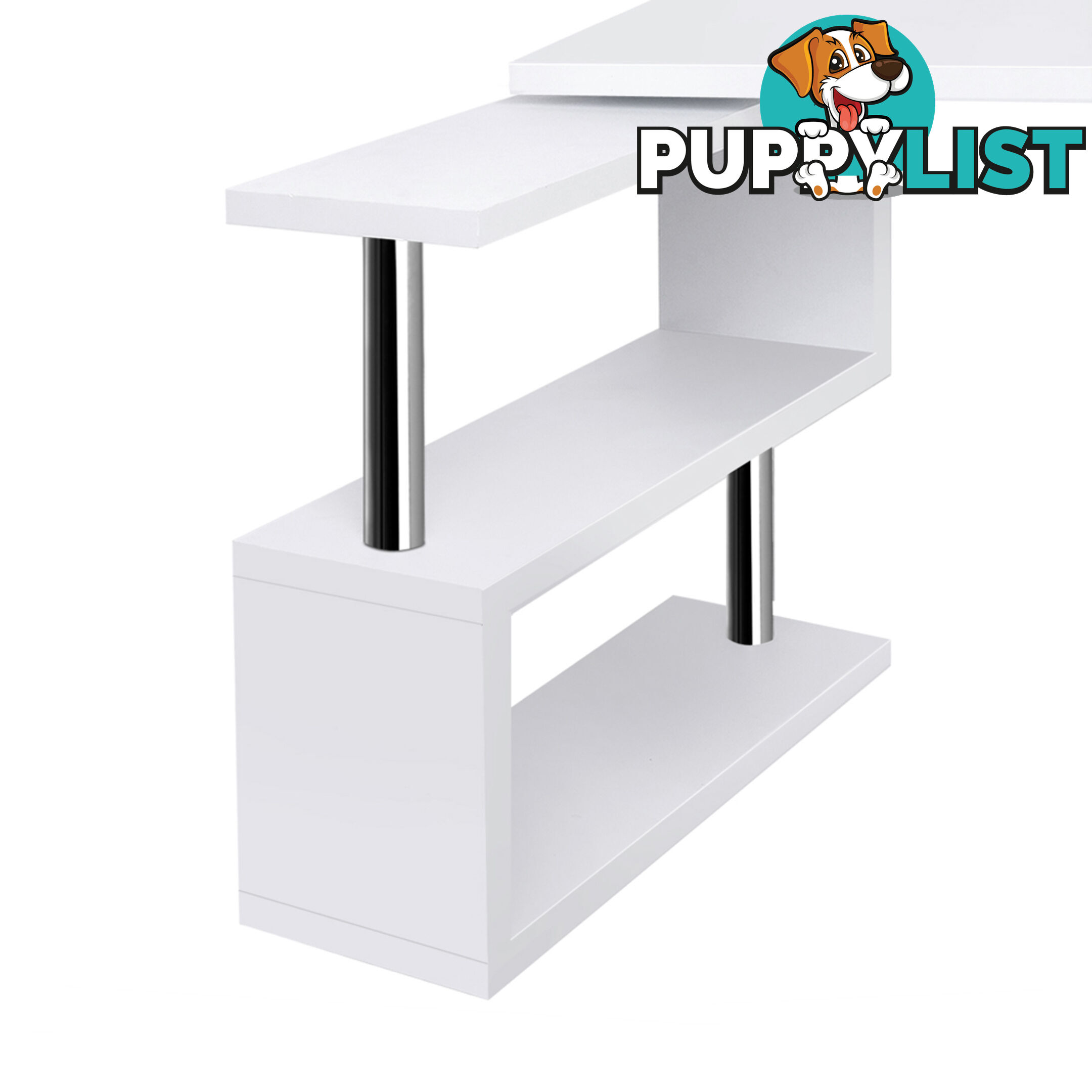 Office Computer Desk Corner Table w/ Bookshelf White