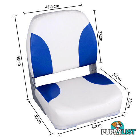 2 x Folding Marine Boat Seat Swivel Grade Vinyl White Blue Extra Large