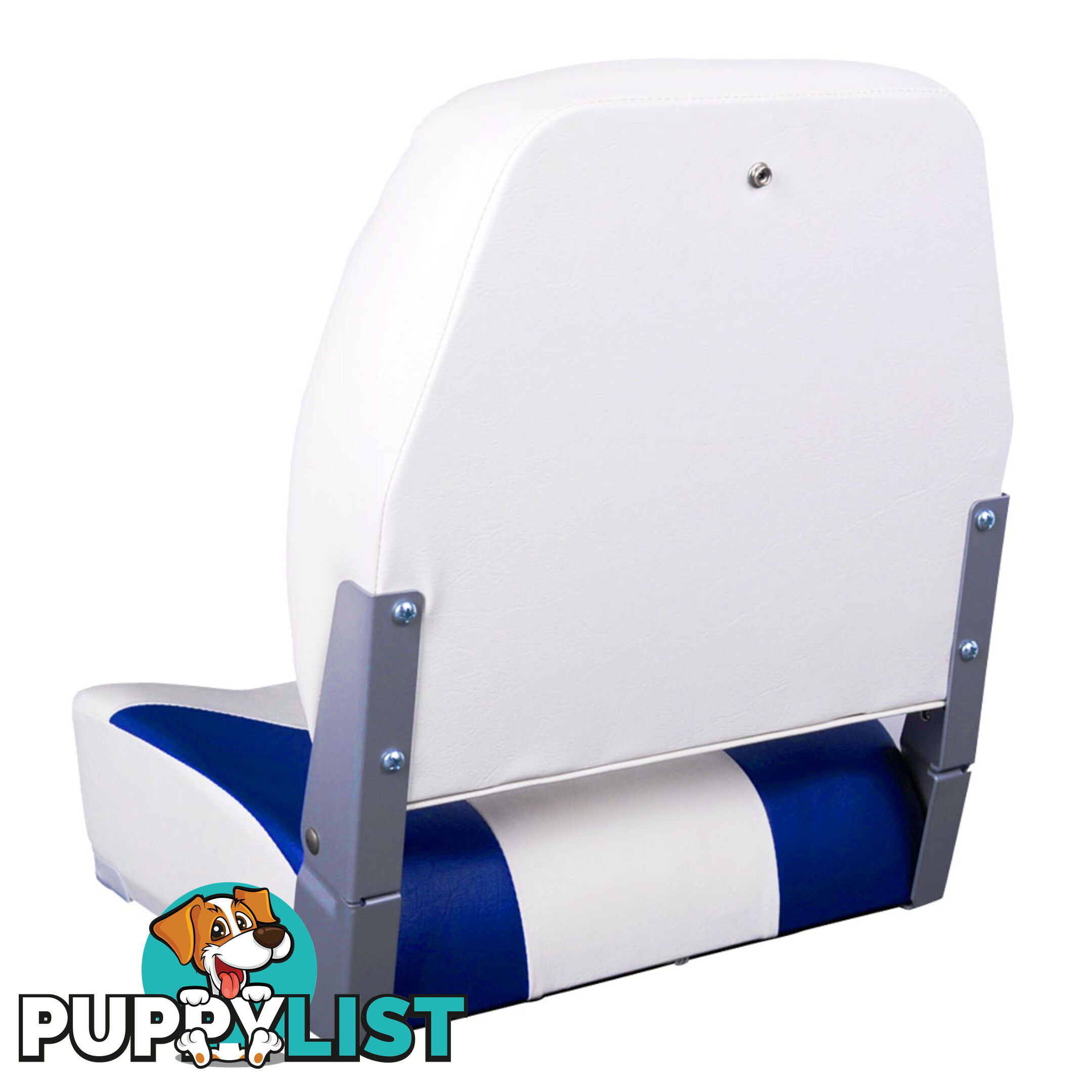 2 x Folding Marine Boat Seat Swivel Grade Vinyl White Blue Extra Large