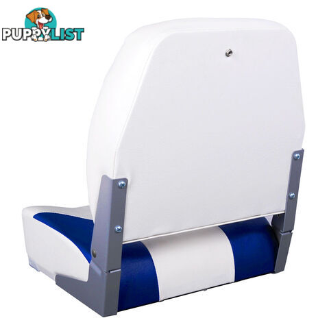 2 x Folding Marine Boat Seat Swivel Grade Vinyl White Blue Extra Large