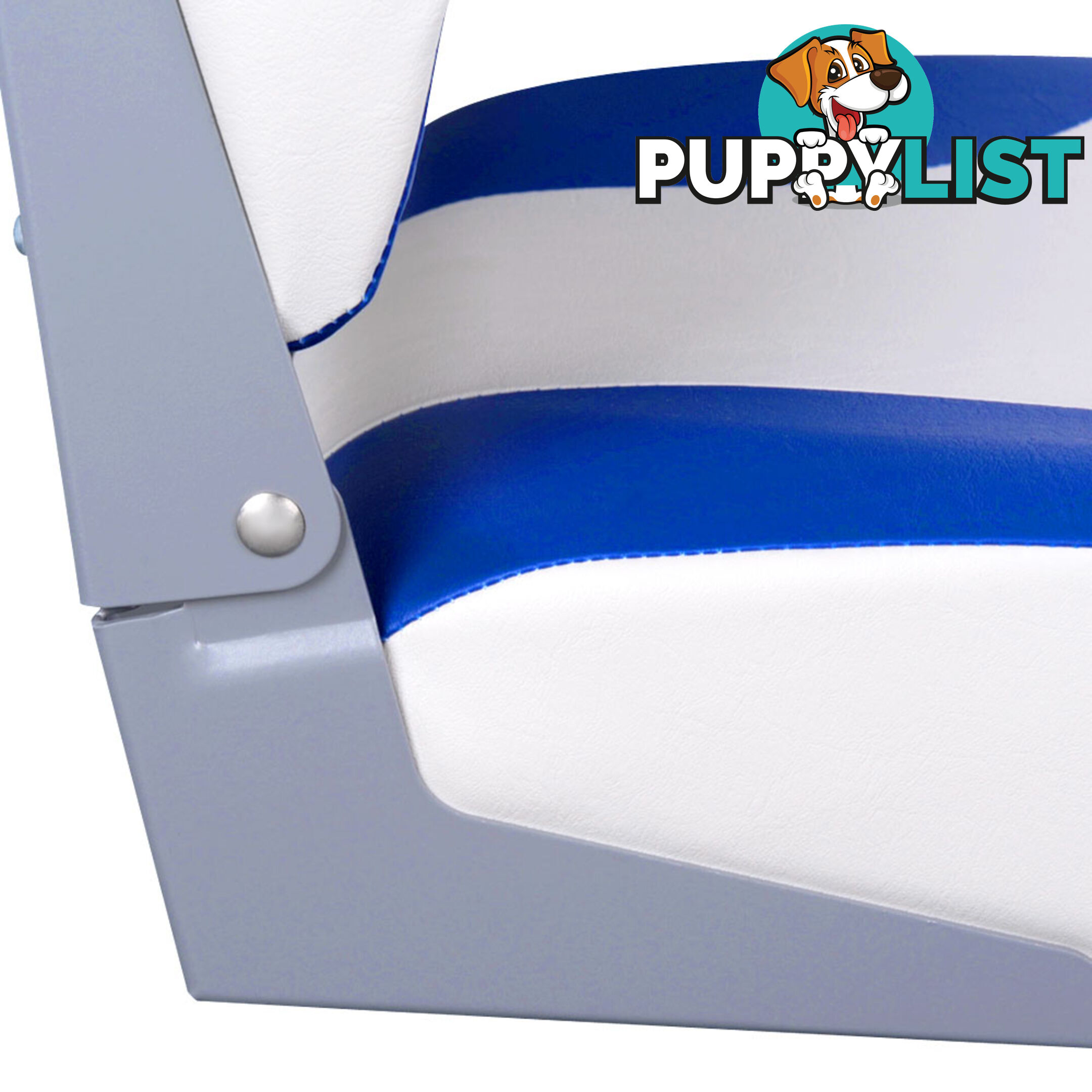 2 x Folding Marine Boat Seat Swivel Grade Vinyl White Blue Extra Large