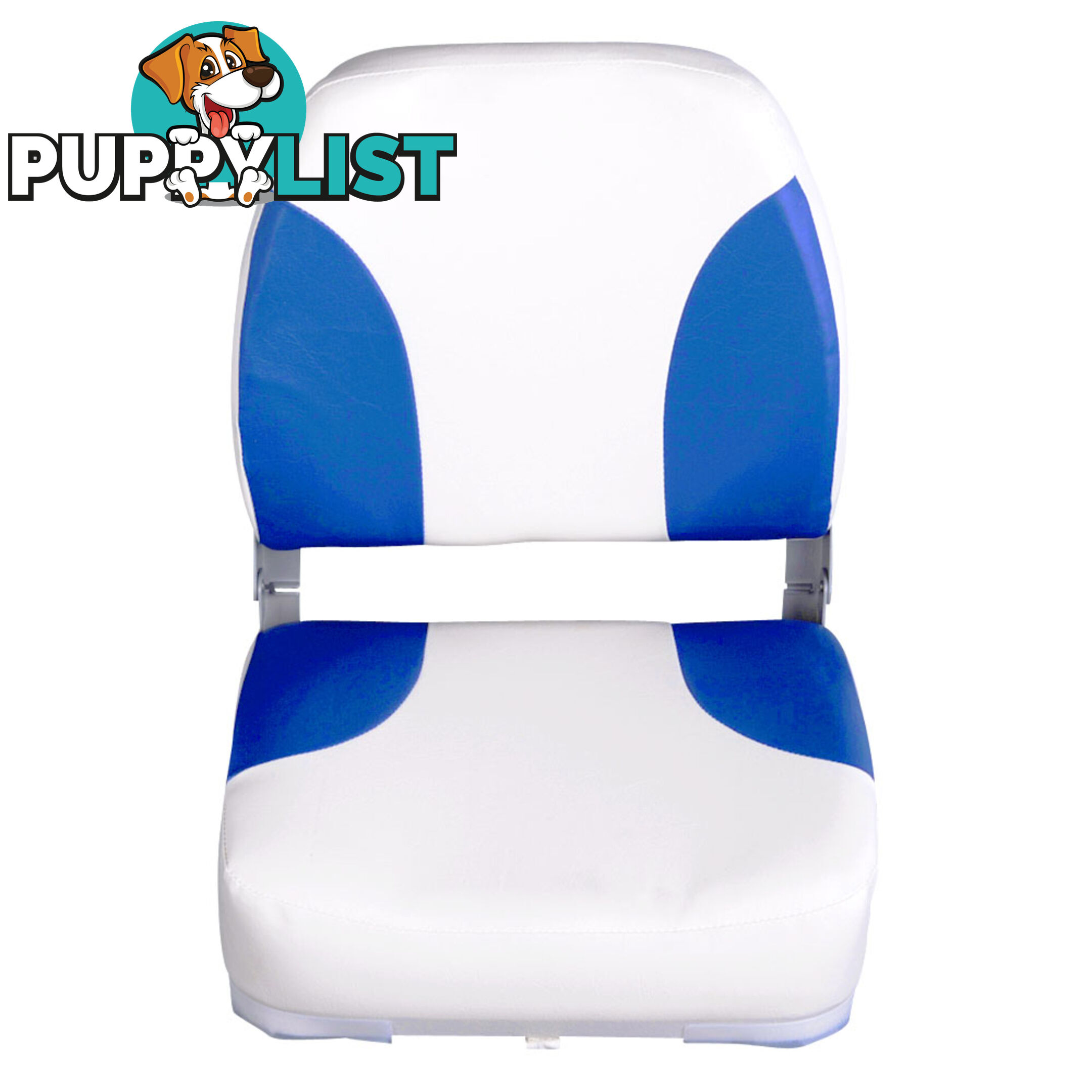 2 x Folding Marine Boat Seat Swivel Grade Vinyl White Blue Extra Large