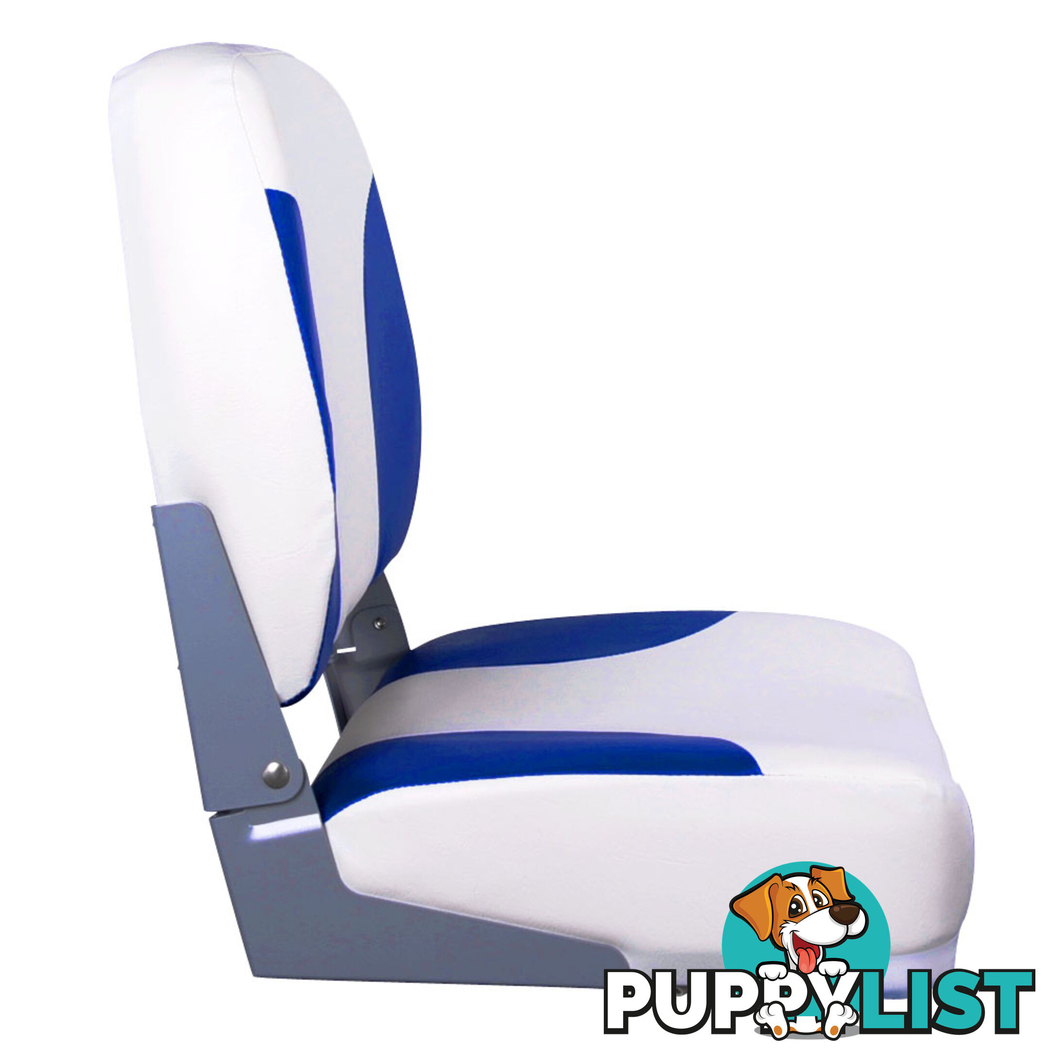 2 x Folding Marine Boat Seat Swivel Grade Vinyl White Blue Extra Large