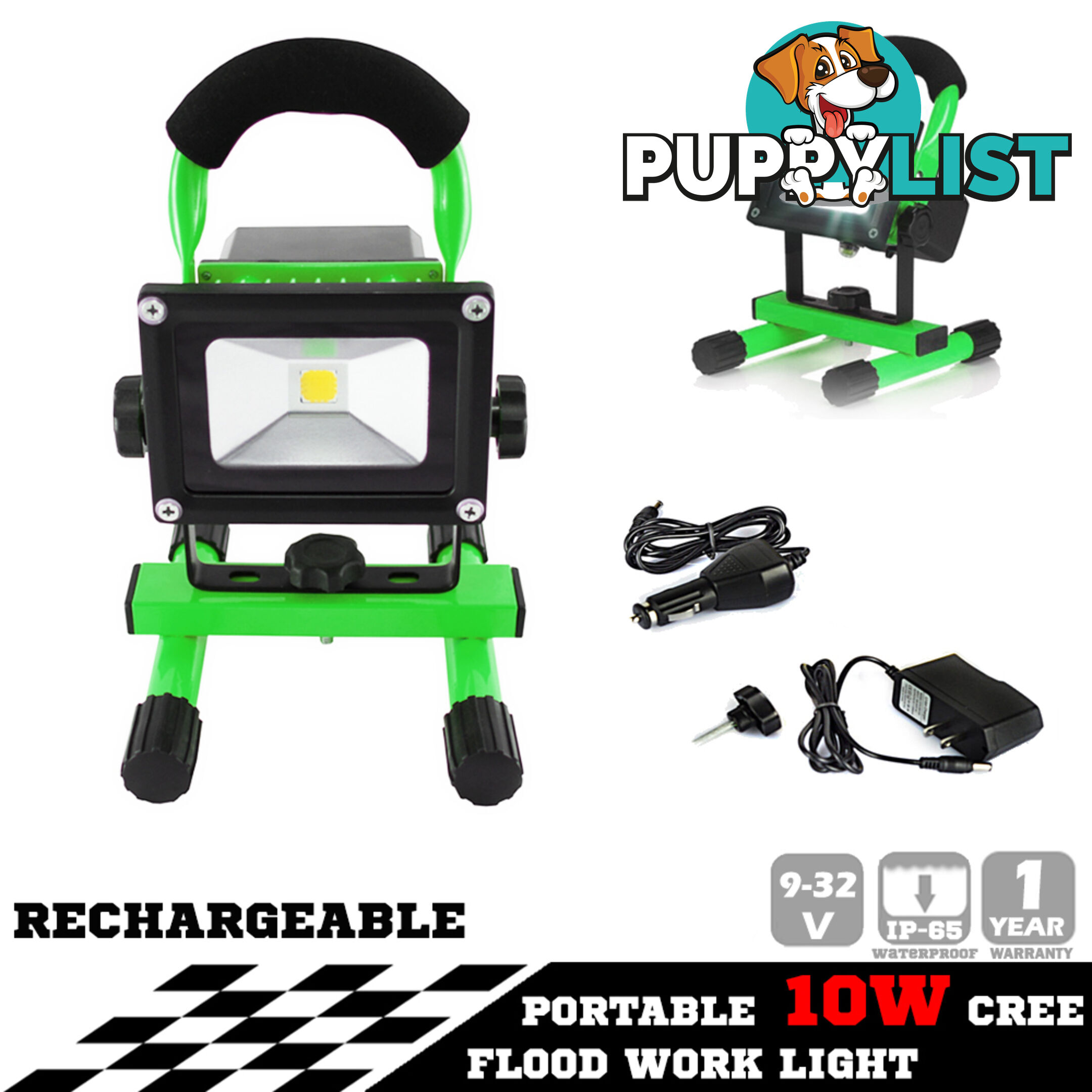 10W PORTABLE LED WORK LIGHT RECHARGEABLE FLOOD LIGHT LAMP CAMPING GREEN