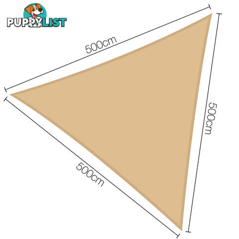 Triangle Heavy Duty Shade Sail Cloth Sun Canopy Shadecloth 5x5x5m Sand 185g/m2