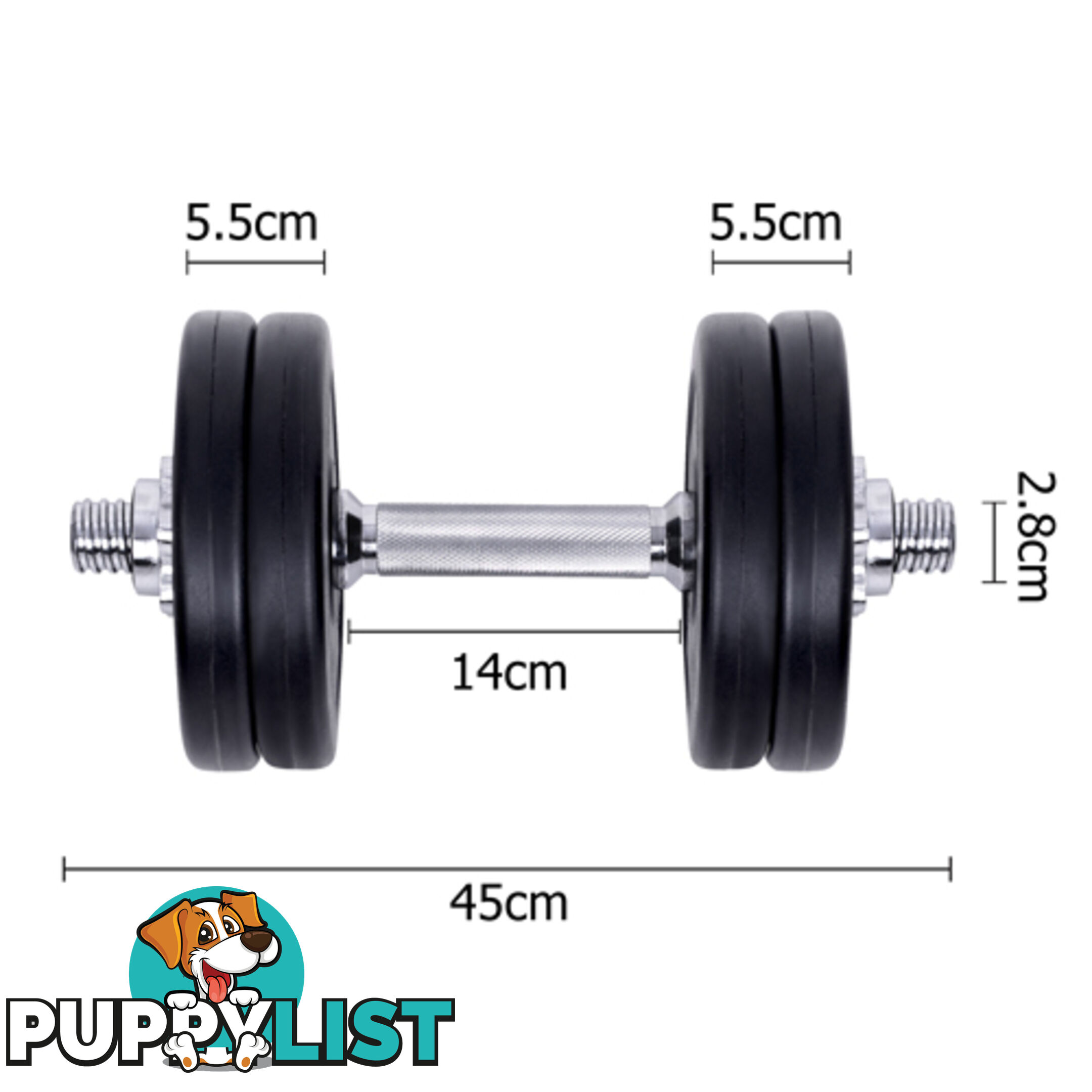 15kg Fitness Gym Exercise Dumbbell Set