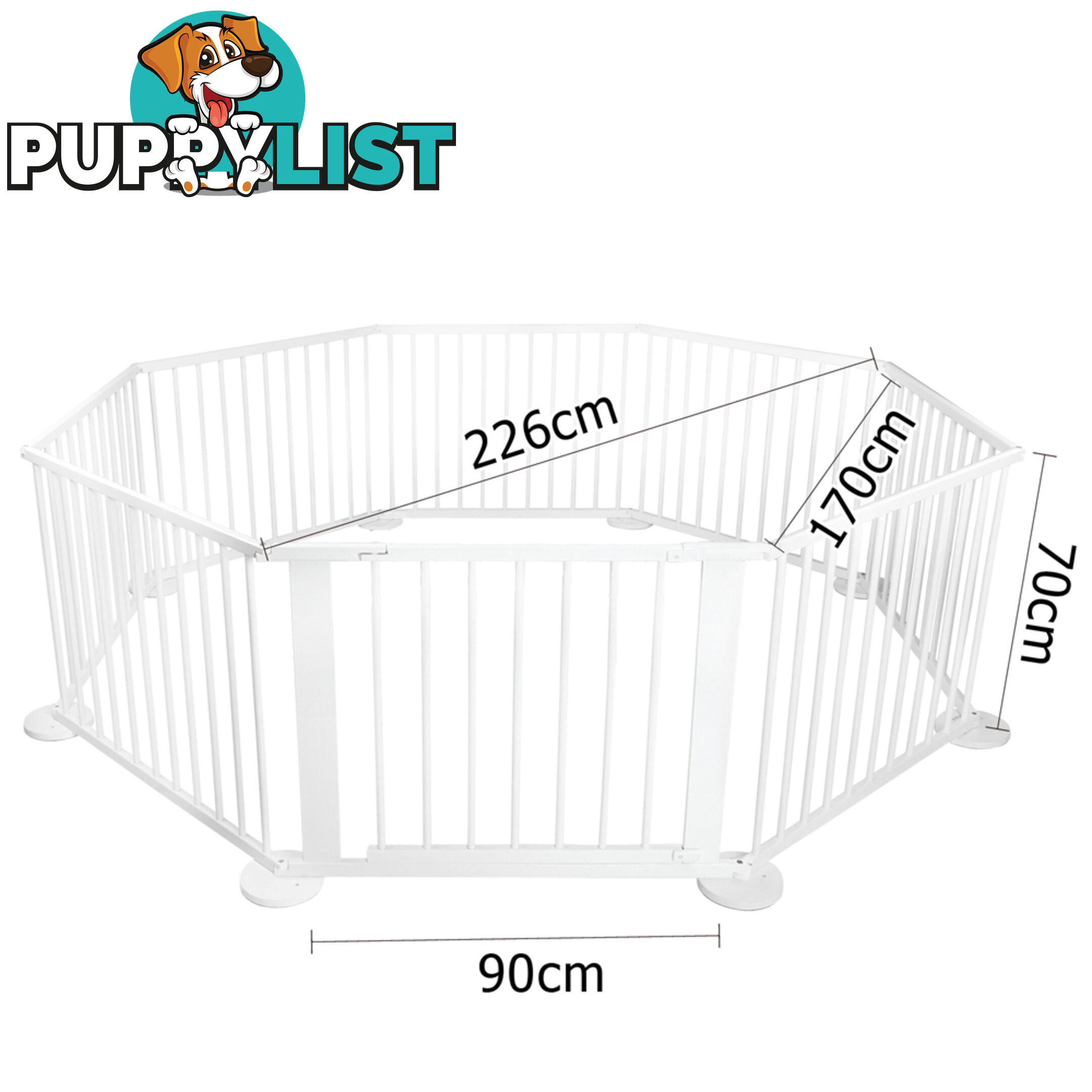 8 Sides Baby Natural White Wooden Playpen