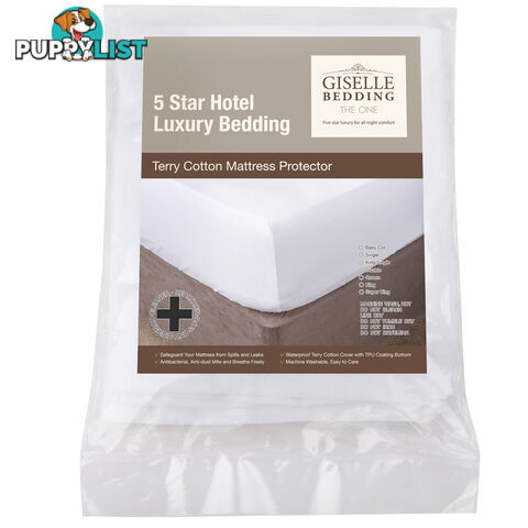 140GSM Terry Cotton Waterproof Mattress Protector Fully Fitted Bed Cover Double