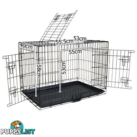 42&#34; Foldable Dog Cage Portable Crate Metal Fold Up Pet Cat Puppy House Kennel