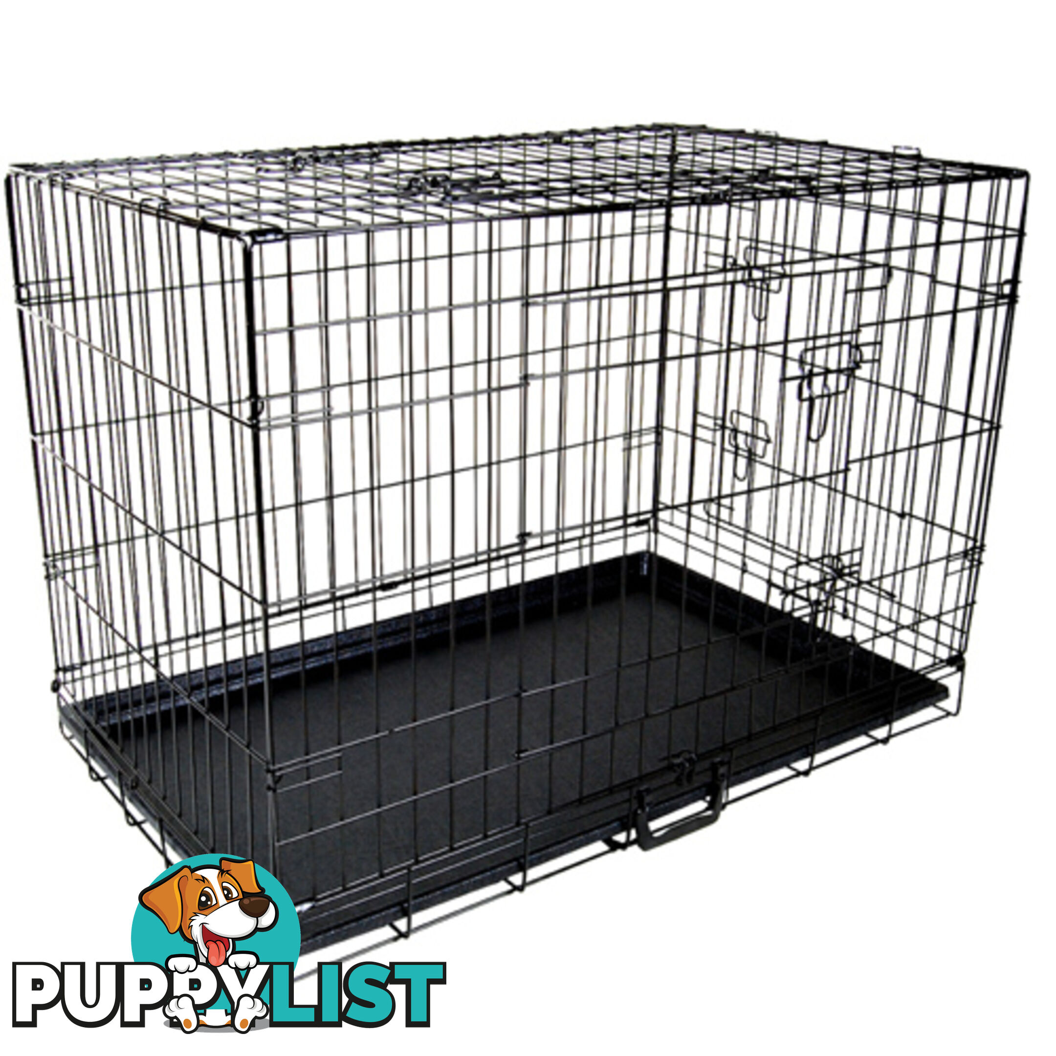 42&#34; Foldable Dog Cage Portable Crate Metal Fold Up Pet Cat Puppy House Kennel