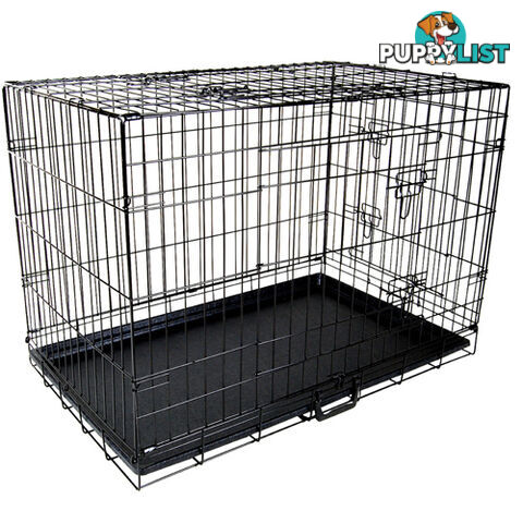 42&#34; Foldable Dog Cage Portable Crate Metal Fold Up Pet Cat Puppy House Kennel