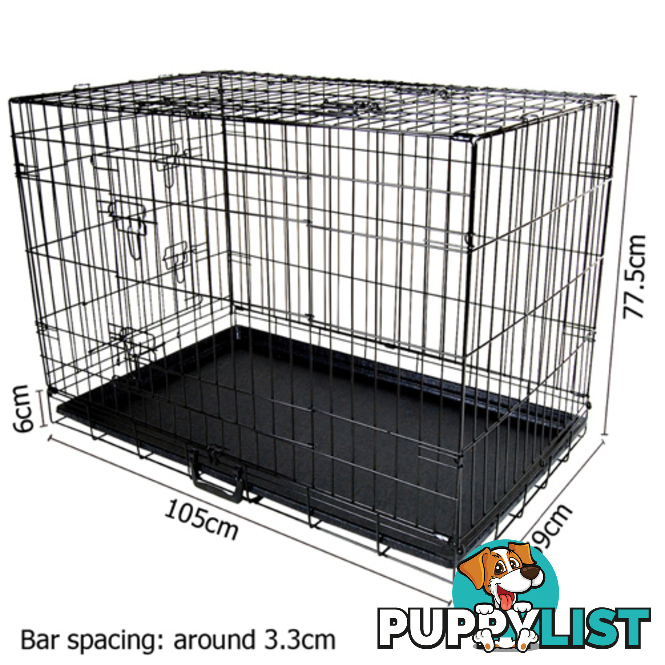 42&#34; Foldable Dog Cage Portable Crate Metal Fold Up Pet Cat Puppy House Kennel