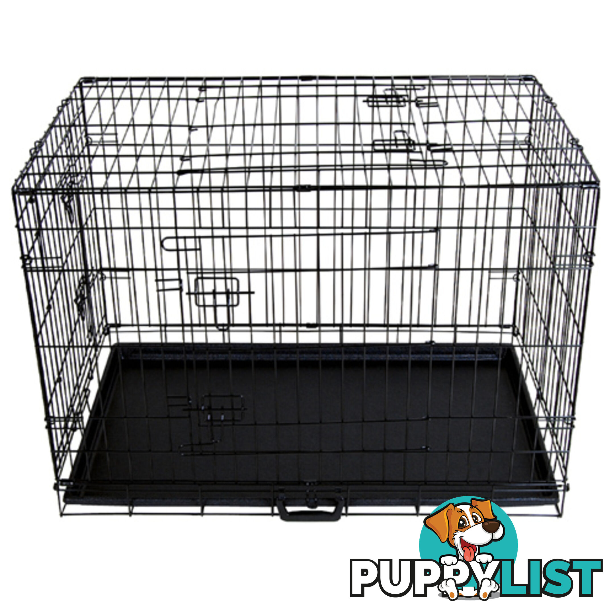 42&#34; Foldable Dog Cage Portable Crate Metal Fold Up Pet Cat Puppy House Kennel