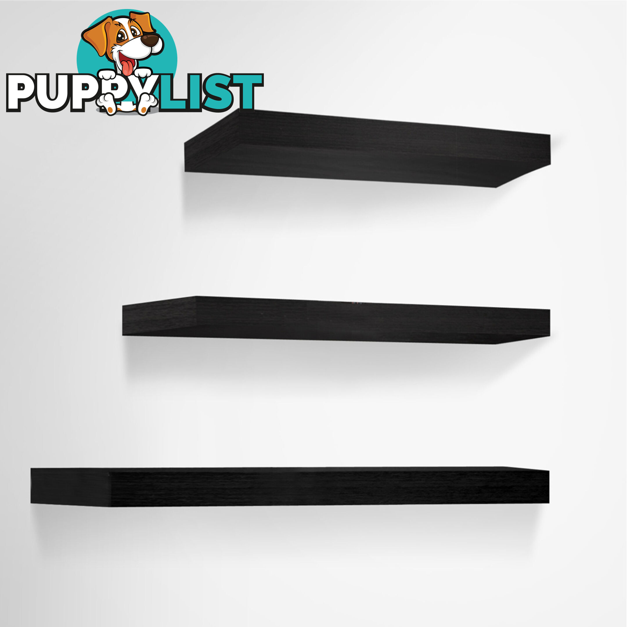 3 pcs Wall Floating Shelf Set Bookshelf Display Black