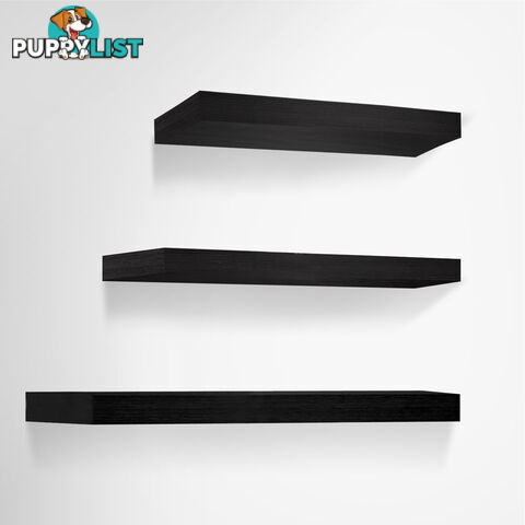 3 pcs Wall Floating Shelf Set Bookshelf Display Black